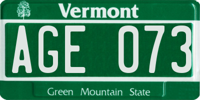 VT license plate AGE073
