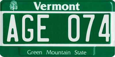 VT license plate AGE074