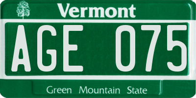 VT license plate AGE075