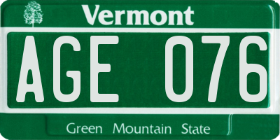 VT license plate AGE076