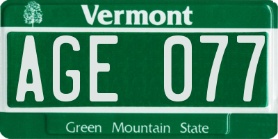 VT license plate AGE077
