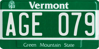 VT license plate AGE079