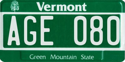 VT license plate AGE080