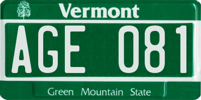 VT license plate AGE081