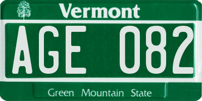 VT license plate AGE082