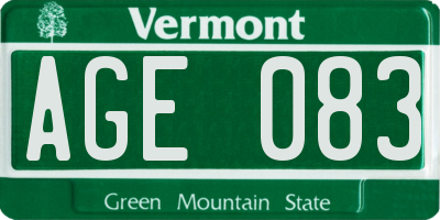 VT license plate AGE083