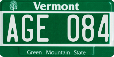 VT license plate AGE084