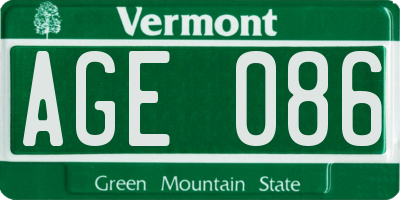 VT license plate AGE086