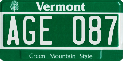 VT license plate AGE087