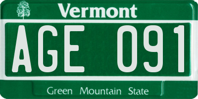 VT license plate AGE091