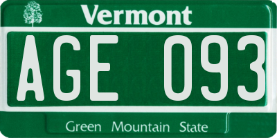 VT license plate AGE093
