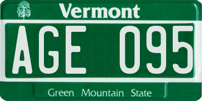 VT license plate AGE095