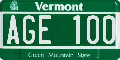 VT license plate AGE100
