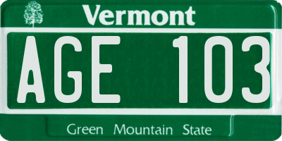 VT license plate AGE103