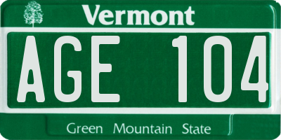 VT license plate AGE104