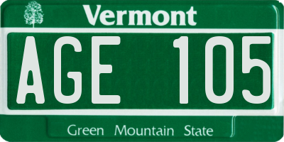 VT license plate AGE105