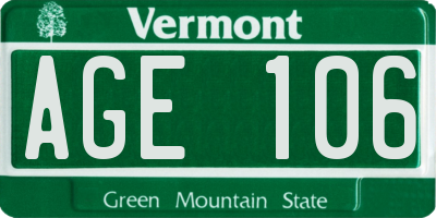 VT license plate AGE106
