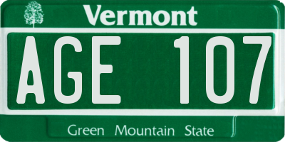 VT license plate AGE107