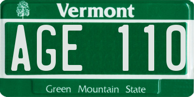 VT license plate AGE110