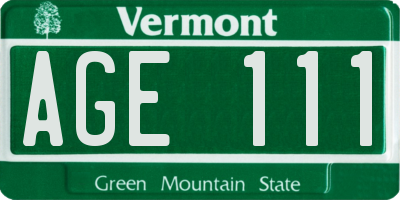 VT license plate AGE111