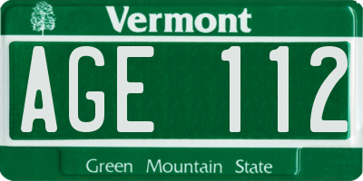 VT license plate AGE112