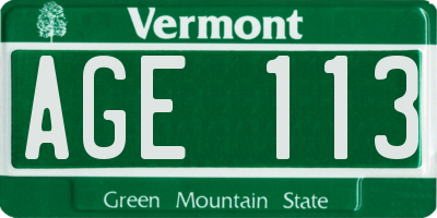 VT license plate AGE113