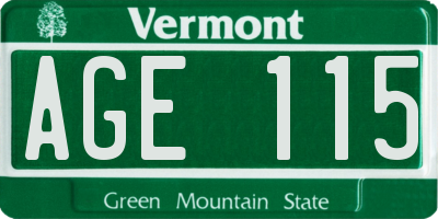 VT license plate AGE115