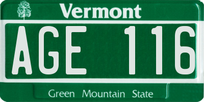 VT license plate AGE116
