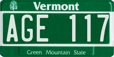 VT license plate AGE117