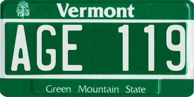 VT license plate AGE119