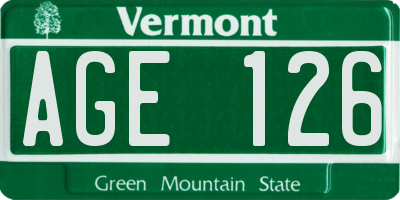 VT license plate AGE126