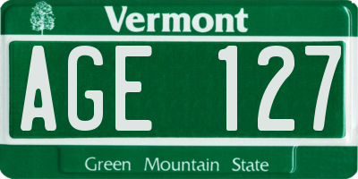 VT license plate AGE127