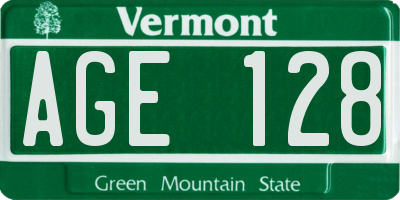 VT license plate AGE128