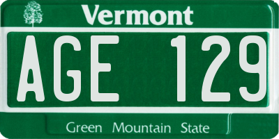 VT license plate AGE129