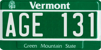VT license plate AGE131