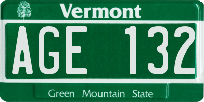 VT license plate AGE132