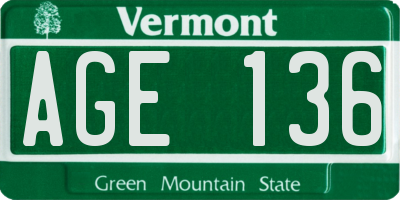 VT license plate AGE136