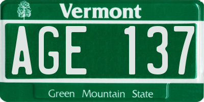 VT license plate AGE137