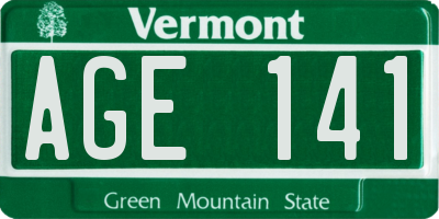 VT license plate AGE141