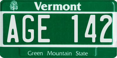 VT license plate AGE142