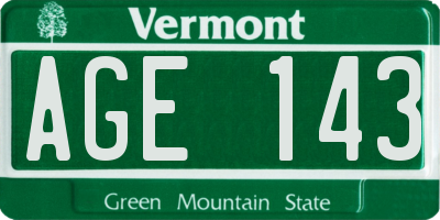 VT license plate AGE143