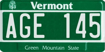 VT license plate AGE145
