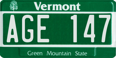 VT license plate AGE147