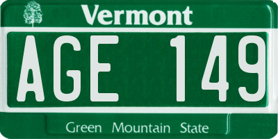 VT license plate AGE149