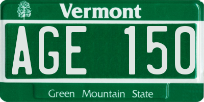 VT license plate AGE150