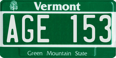 VT license plate AGE153