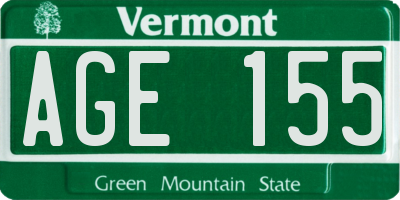 VT license plate AGE155