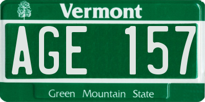 VT license plate AGE157