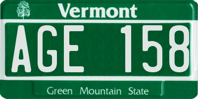 VT license plate AGE158