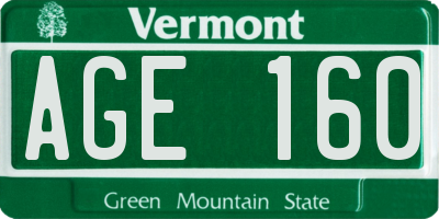 VT license plate AGE160